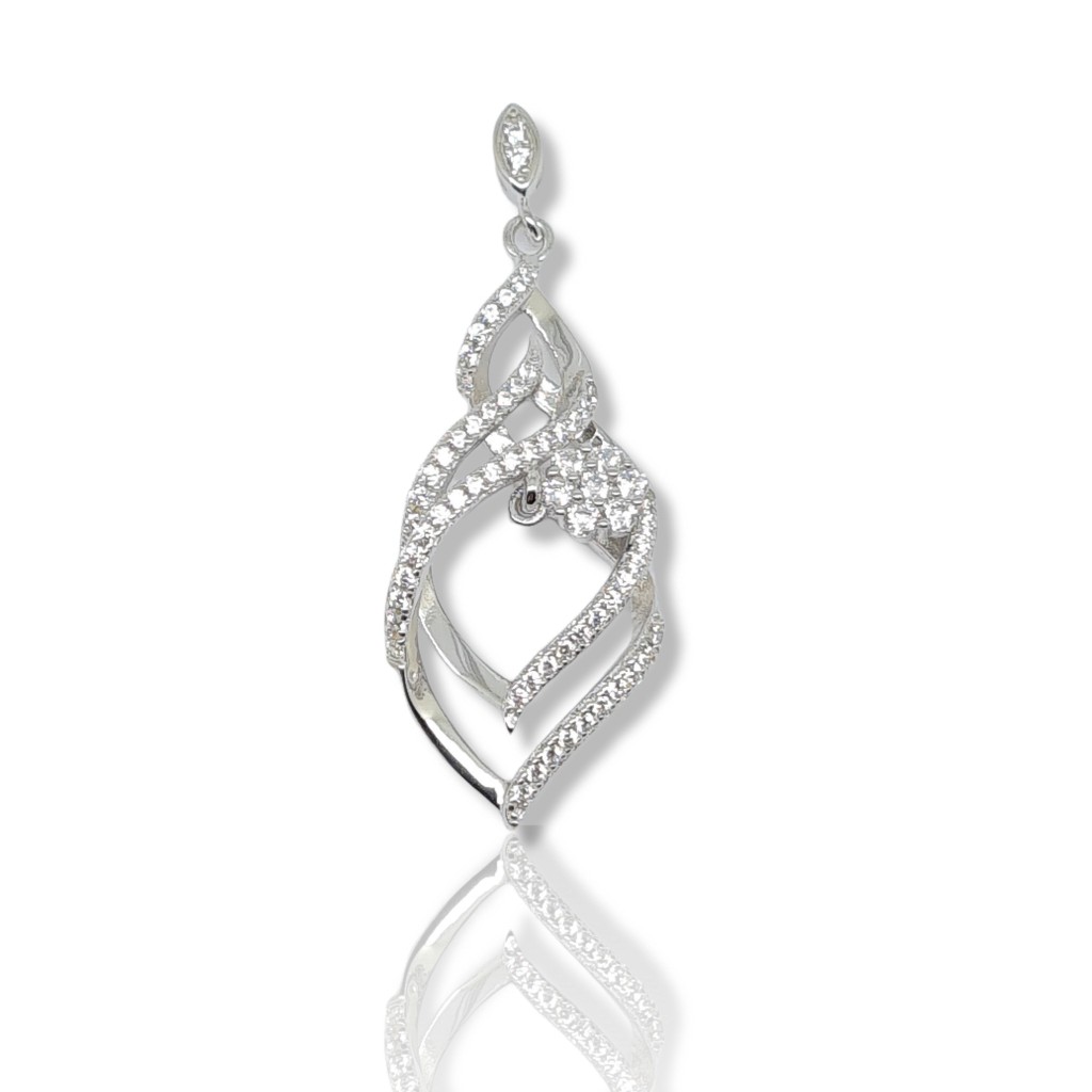 Μενταγιόν απο επιπλατινωμένο ασήμι 925° & λευκά ζιργκόν (code PZB94443)